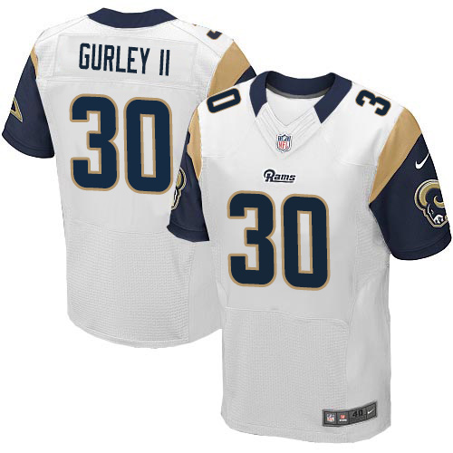 Men's Elite Todd Gurley Nike Jersey White Road - #30 NFL Los Angeles Rams